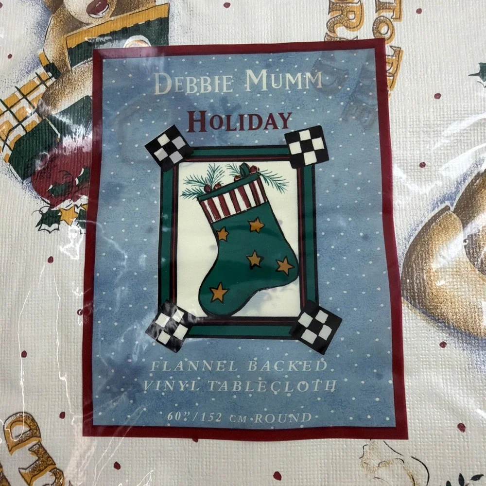 Debbie Mumm Holiday Flannel Backed Vinyl Tablecloth Round 60